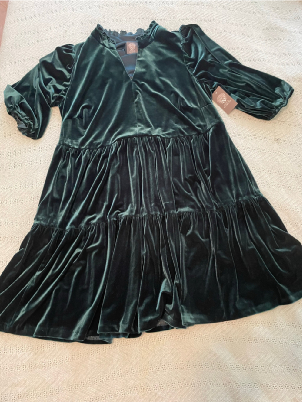 Vince Camuto Velvet ruffle swing Dress Green Size 18W whimsigoth puff sleeve
